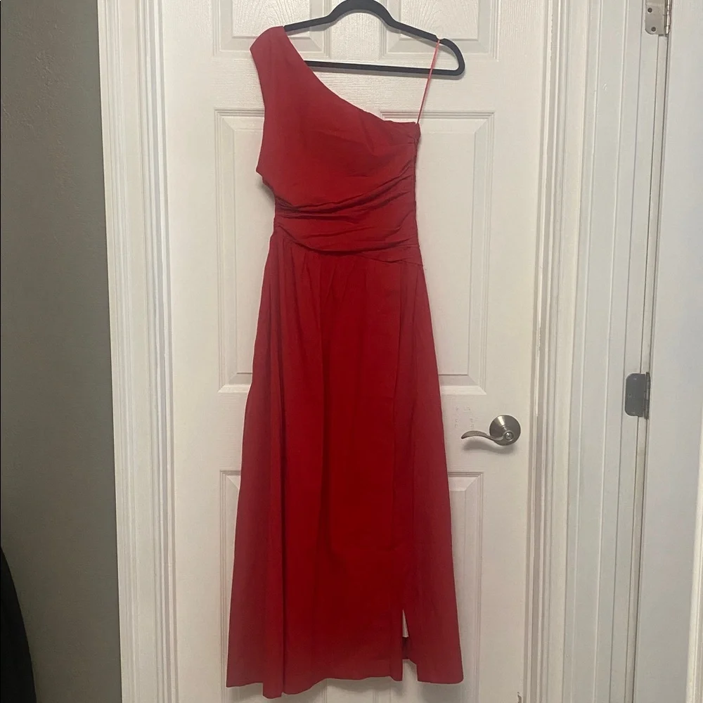 Abercrombie & Fitch Red One Shoulder Side Cutout Maxi Dress, NWT Sz Small